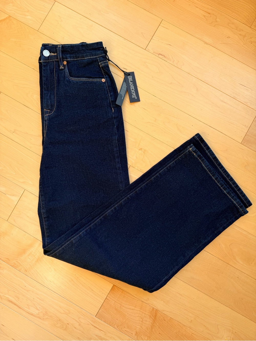BLANKNYC NWT The Franklin Ribcage High Rise Wide Leg Jeans Dark Blue Sz 26